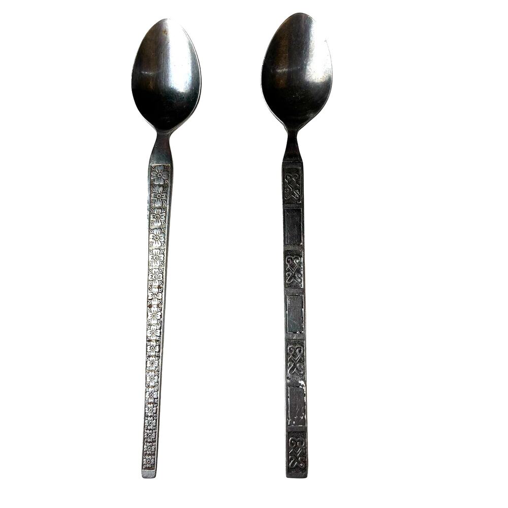 Hanford Forge Trocadero/Onieda Madrid Black Iced Tea Spoon LotX2 Stainless Korea